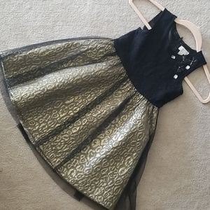 Little Girls Dress Dressy size 6 Black & Gold
